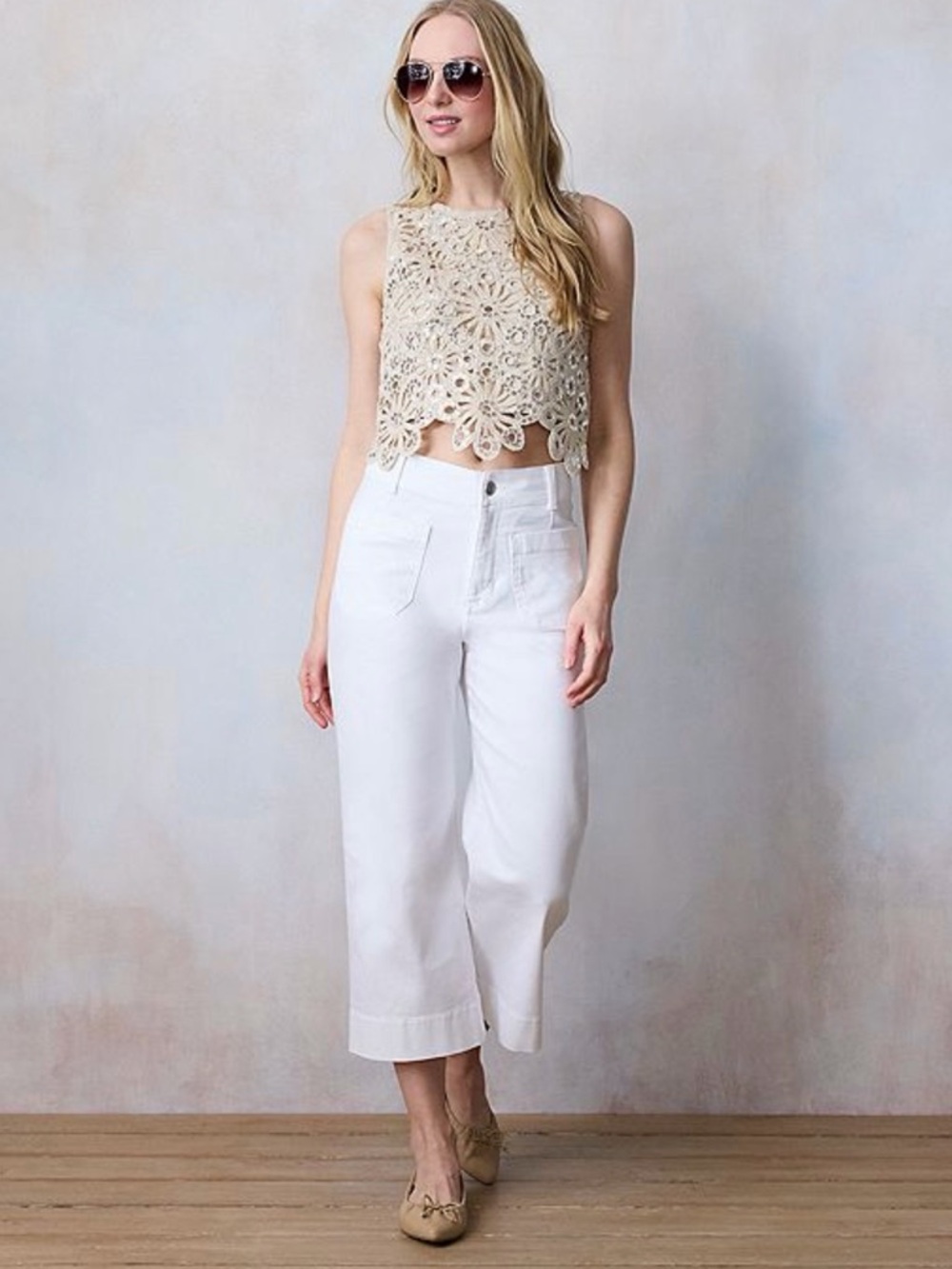 NWT Lauren Conrad wide leg pant pant 12 white